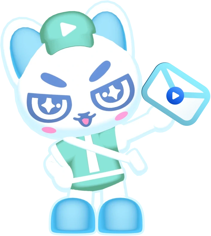 DistroCat holding up an envelope